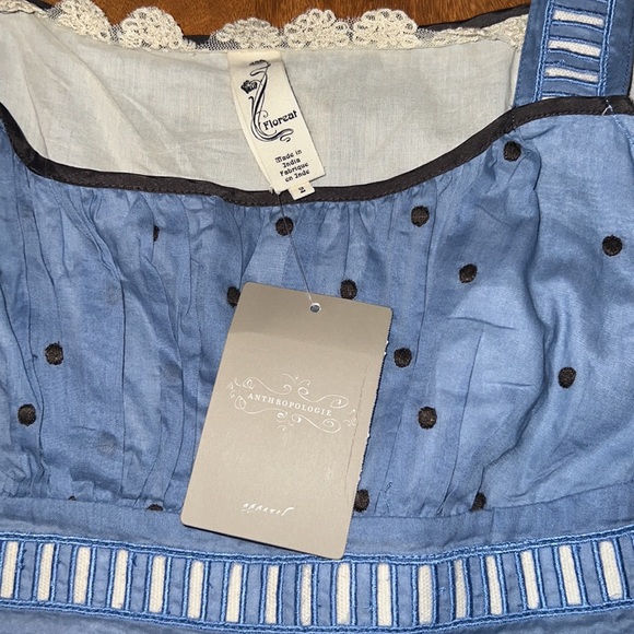 Anthropologie Floreat Blue A Line dress Spring - Picture 5 of 10